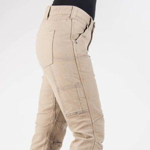 Dovetail Britt Utility work pants w/ 11 pockets natural canvas fabric size Med